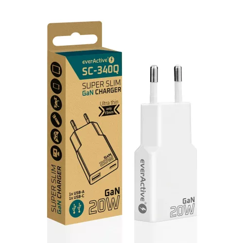 Cargador de red everActive SUPER SLIM SC-340Q GaN
