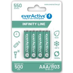    everActive R03/AAA Ni-MH 550 mAh pilas recargables, 4 piezas