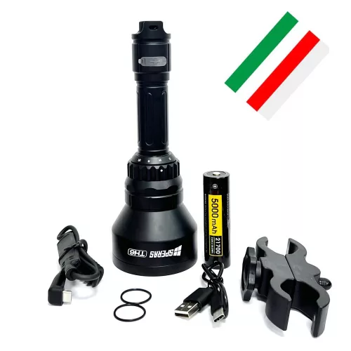 SPERAS TH6 Linterna de caza LED recargable 4-en-1 con alcance de 1173 metros