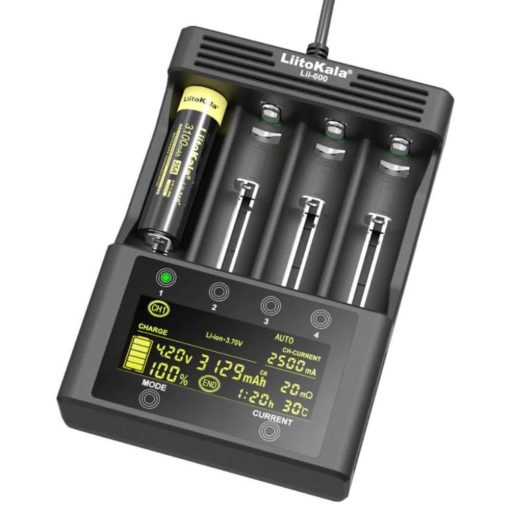 LiitoKala Lii-600 Cargador de batería 3A de carga rápida, botón táctil, pantalla LCD, prueba la capacidad de la batería