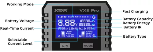 XTAR VX2 Pro cargador inteligente y comprobador de capacidad