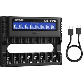   Cargador XTAR L8 Pro de 8 ranuras para baterías AA/AAA NiMH y Li-ion de 1,5 V