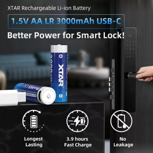 XTAR 4 pilas recargables AA 1,5V 3000mAh USB-C