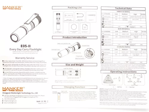 Manker E05 II Linterna EDC de 1300 lúmenes y alto rendimiento