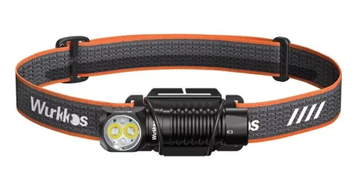 Wurkkos HD12 Mini linterna angular, haz blanco y rojo, linterna frontal recargable USB-C 14500/AA, con interfaz sencilla/cinta ajustable