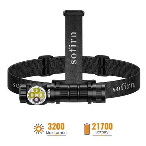 Linterna frontal SOFIRN HS43 3200lm con luz roja 660nm, recargable USB-C