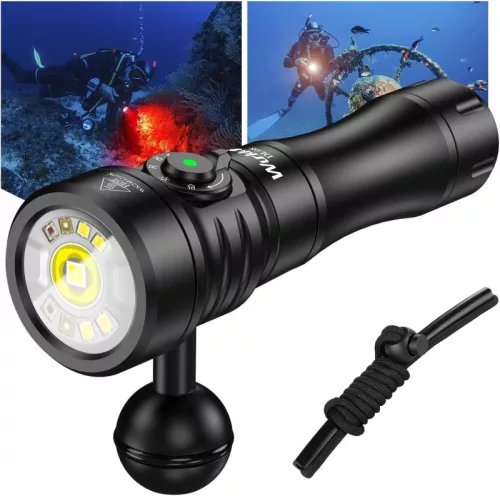 Wurkkos DL08 3600lm Luz de Buceo Recargable con Interruptor Magnético Rotatorio 6500K Linterna Submarina IP68