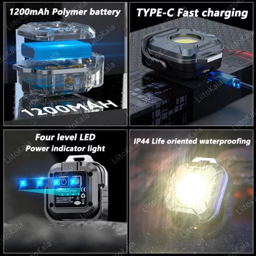 Mini luz de trabajo LiitoKala LF-986 LED+COB 500LM Interfaz de carga Type-C 5V1A Entrada Batería incorporada 1200mAh