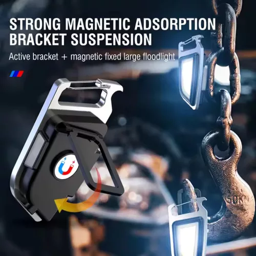 Boruit YHX-0209 Linterna COB multifunción con llavero + abrebotellas