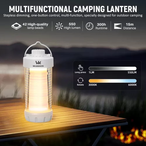 Wurkkos CL01 lámpara camping, color ajustable, power bank, RGB