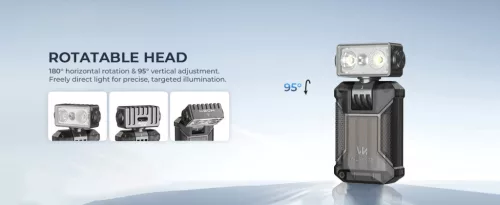 Linterna EDC con clip WURKKOS HD04 – 750LM, cabezal giratorio de 180°, foco/luz difusa/RGB para exteriores, trabajo y emergencias