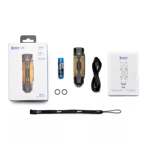 Linterna de camping Wuben E8 compacta, magnética, modular EDC, 1300 lúmenes