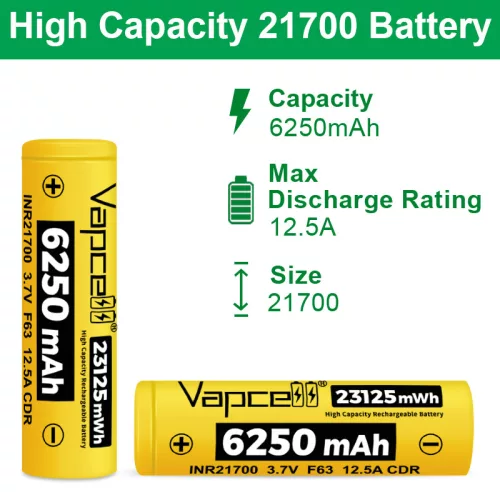  Vapcell F63 21700 6250mAh li-ion batería