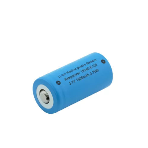 Keepppower 16340 1000mAh, 3.6V - 3.7V Li-ion batería, parte superior de botón