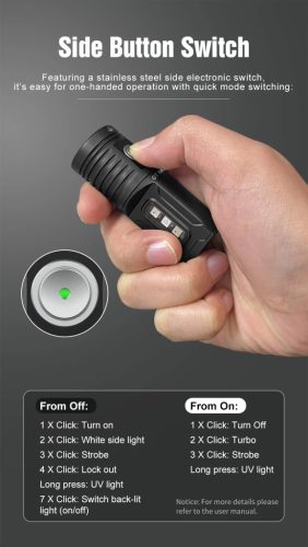 Linterna EDC GT Nano 5.0 con luz UV y 1400 lúmenes